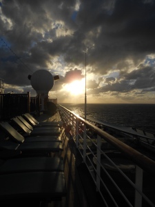 Sunset off the stern
